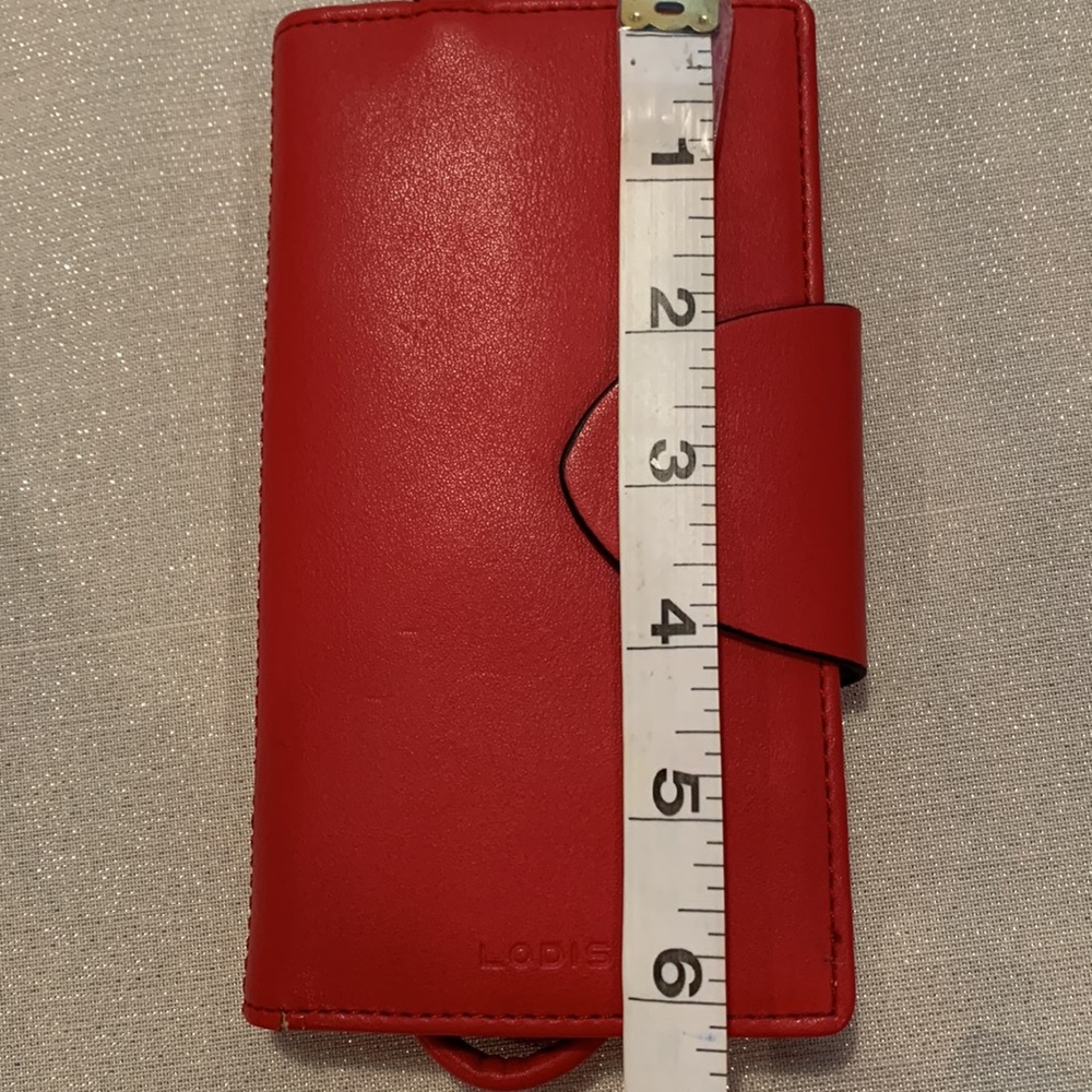 Lodis Red Wallet with detachable strap or wristlet. - Picture 8 of 9